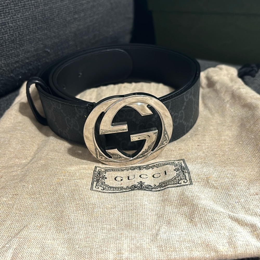 Gucci authentic SUPREME men BELT WITH G BUCKLE